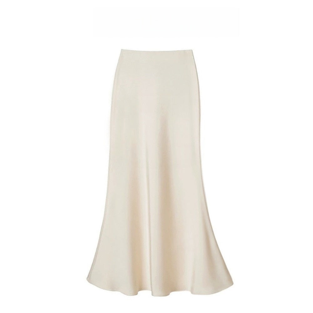 Satin Maxi Skirt with Elastic Waist for Women - Alda