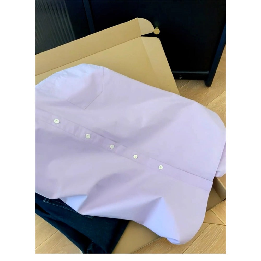 Light Purple Button Up Long Sleeve Shirt for Women - Sonia