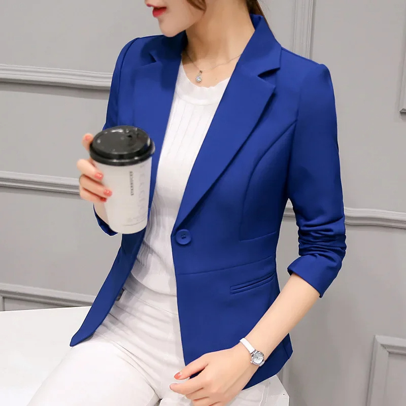 Women’s Blazer with One Button Closure and Notch Lapel