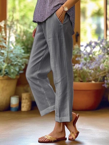 Breathable Loose Linen Wide Leg Casual Trousers for Women
