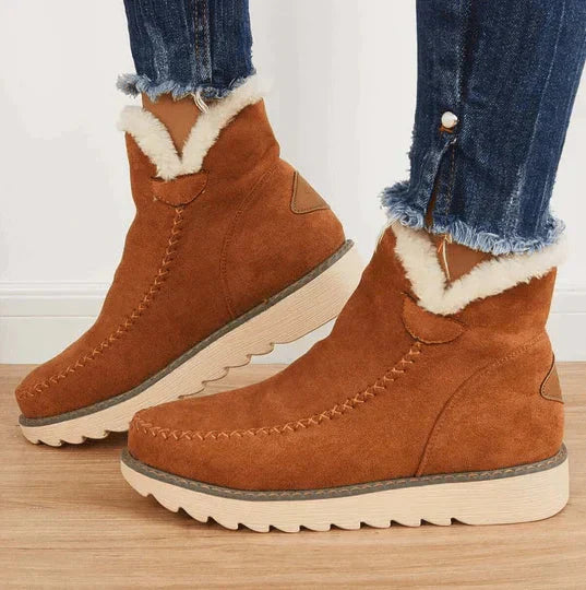 Soft Lined Ankle Boots with Sawtooth Sole for Women