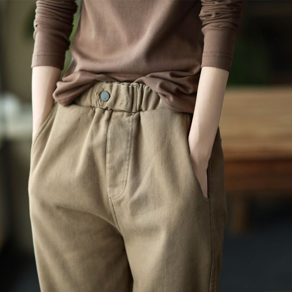 High Waist Tapered Pants with Pockets for Women - Vanna