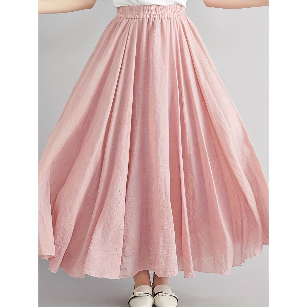 Light Pink Crinkled Maxi Skirt for Women - Ambra