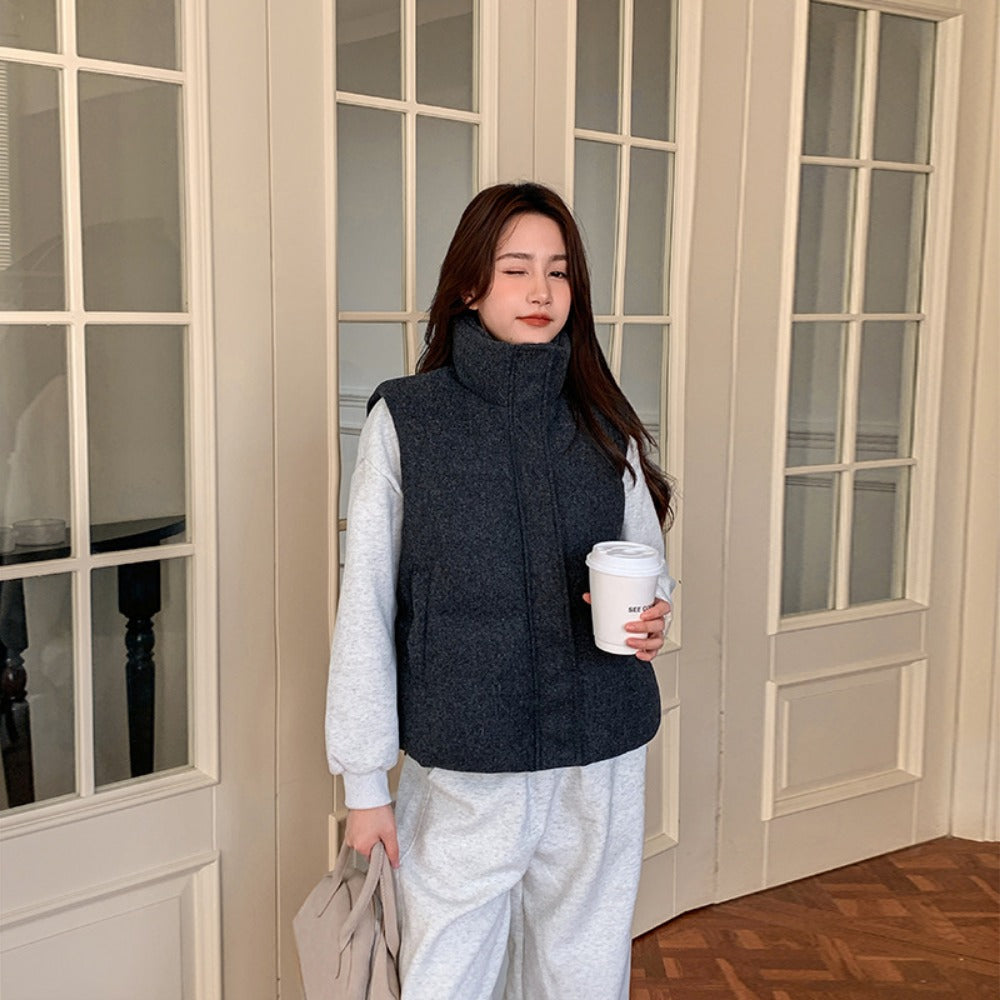 Zip Up Puffer Vest with High Collar for Women - Palmira