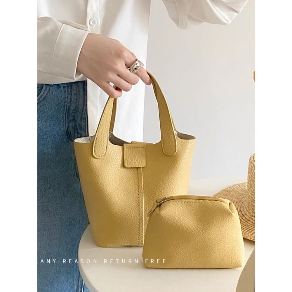 Small Leather Tote Handbag with Handles for Women - Liliana