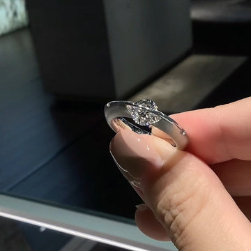 Sterling Silver Round Cut Zircon Stone Ring for Women - Fiammetta