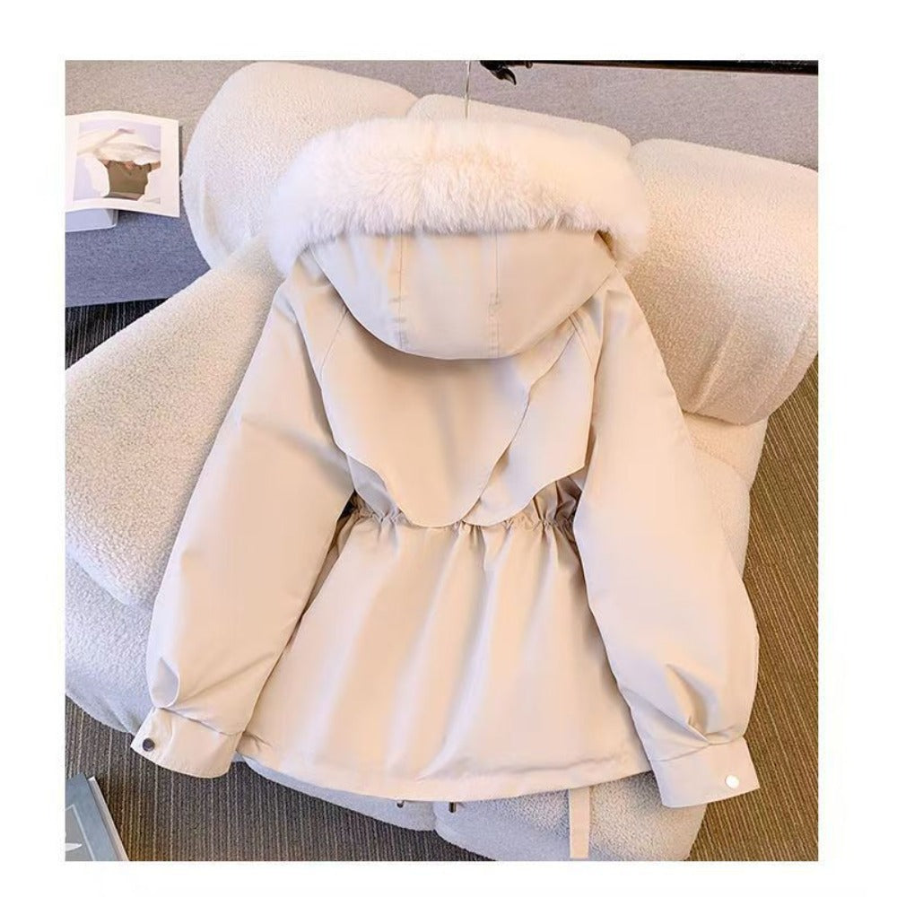 Hooded Parka Jacket with Fur Collar for Women - Nicoletta
