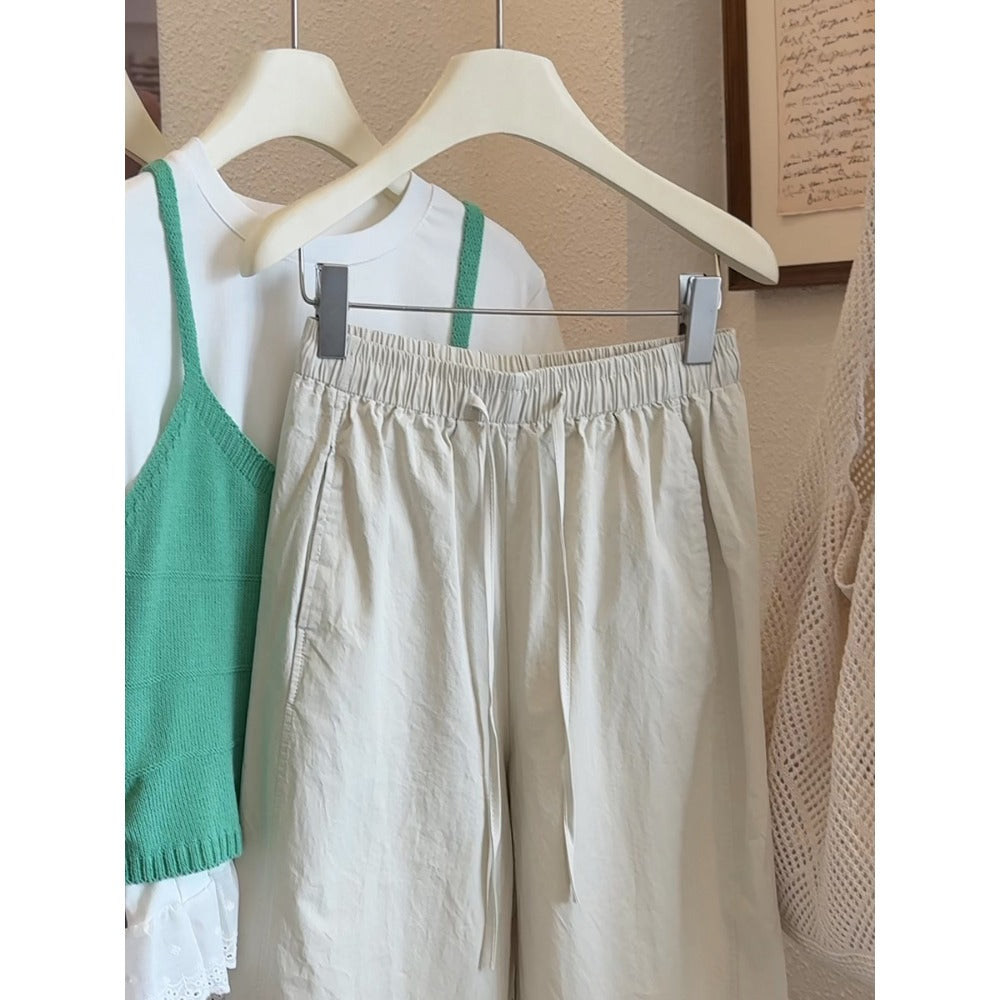 Drawstring Waist Wide-Leg Trousers for Women - Susanna