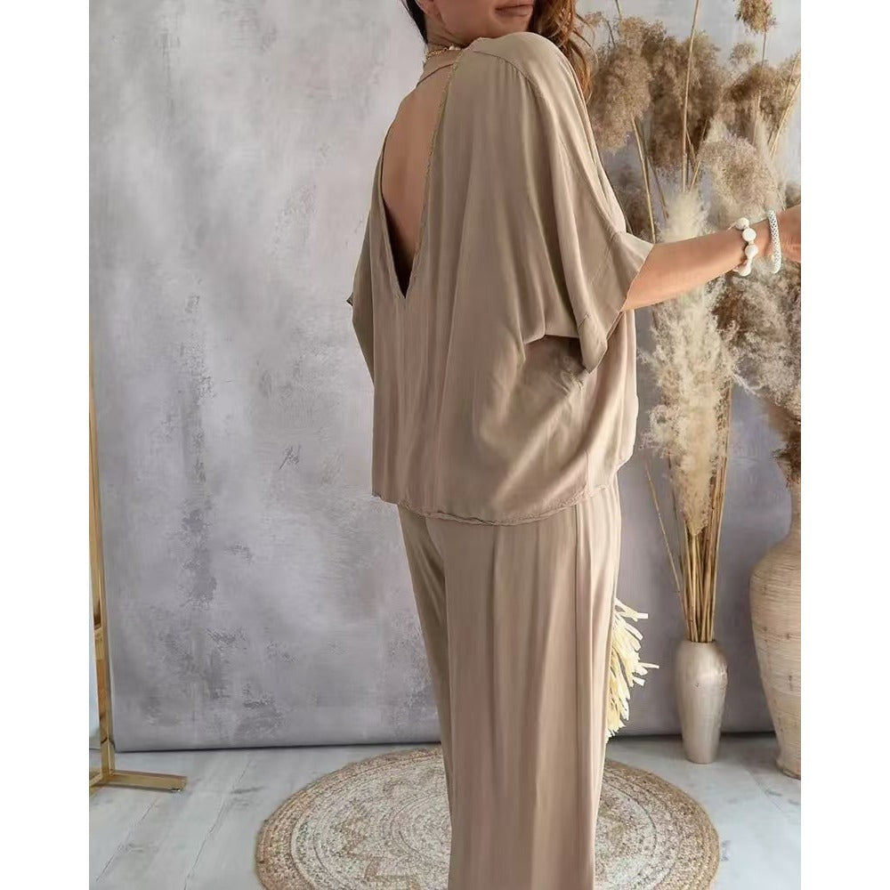 Two-Piece Set with Wide Leg Pants for Women - Matilde