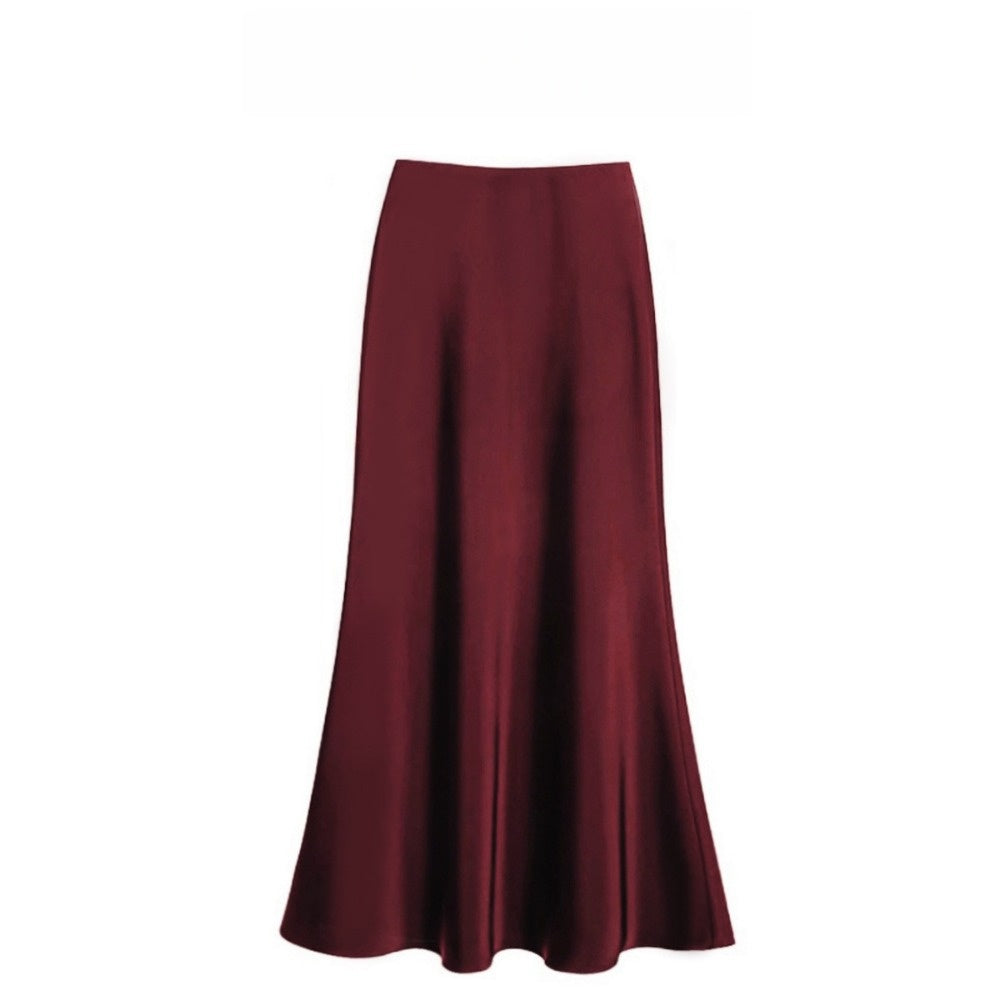 Satin Maxi Skirt with Elastic Waist for Women - Alda