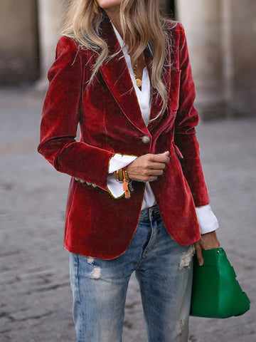 Women’s Blazer with One-Button Closure and Structured Fit