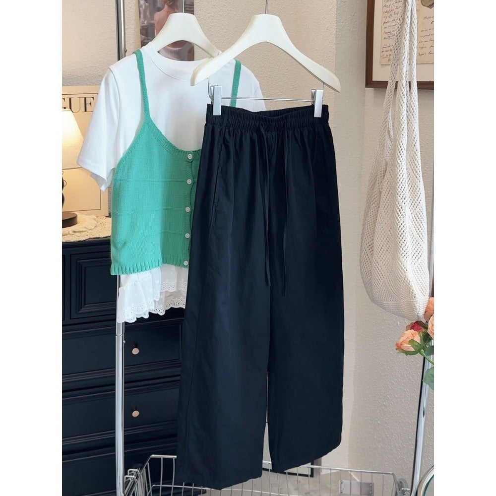 Drawstring Waist Wide-Leg Trousers for Women - Susanna