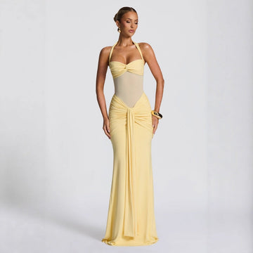 Halter Maxi Dress with Ruched Detail for Women - Lelia
