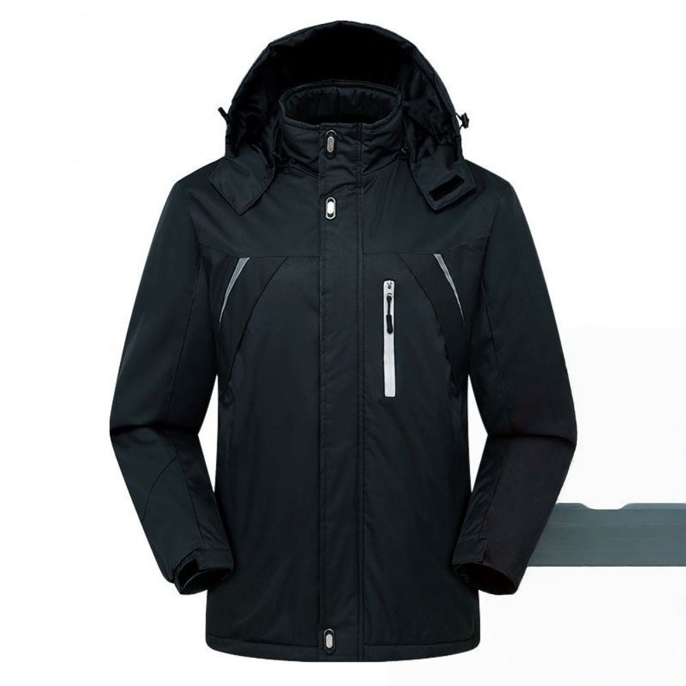 Hooded Waterproof Winter Jacket with Zipper Pockets for Men - Emma