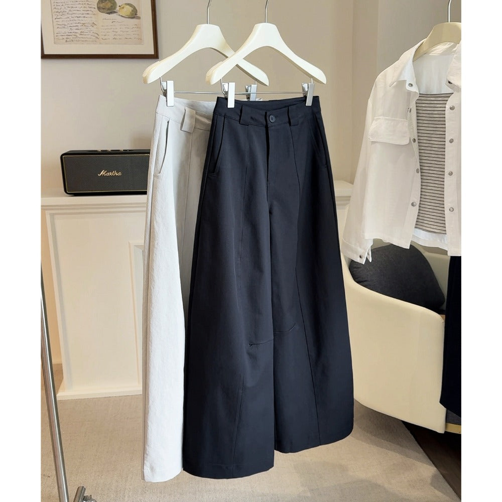 Wide-Leg Trousers with Button Detail for Women - Tina