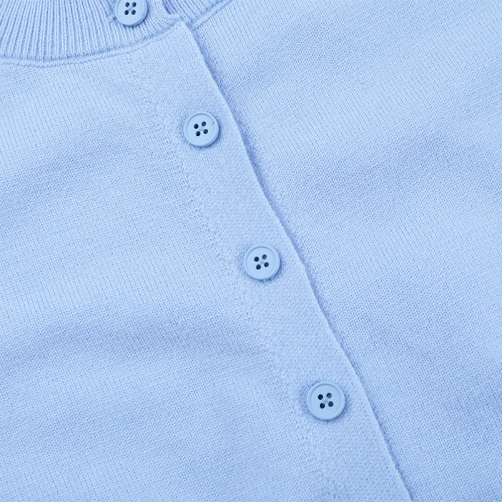 Light Blue Button Front Knit Cardigan for Women - Diletta