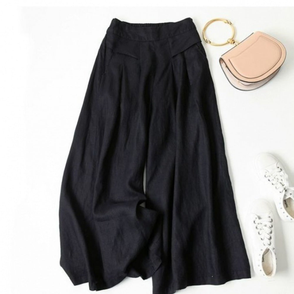 Wide-Leg High-Waisted Pants with Pleats for Women - Sonia