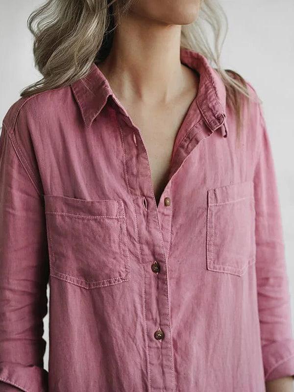 Women’s Button Up Jumpsuit with Short Sleeves and Pockets