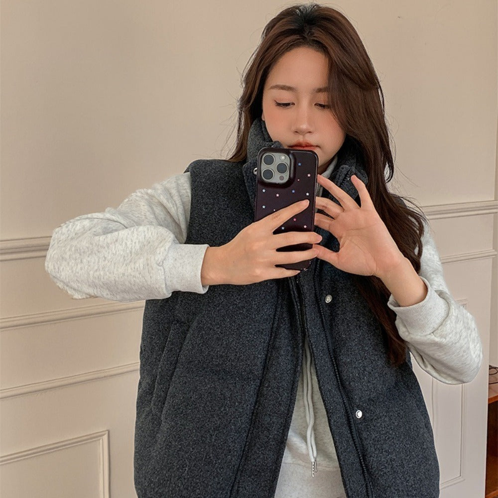 Zip Up Puffer Vest with High Collar for Women - Palmira
