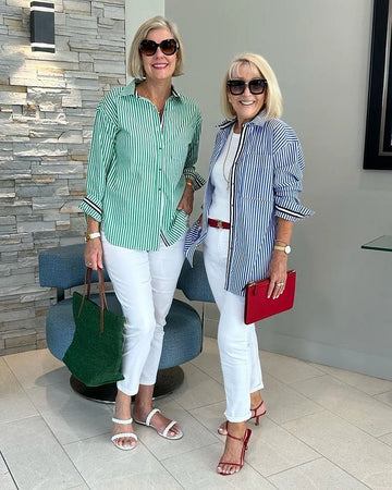 Classic Striped Button-Down Shirt for Women
