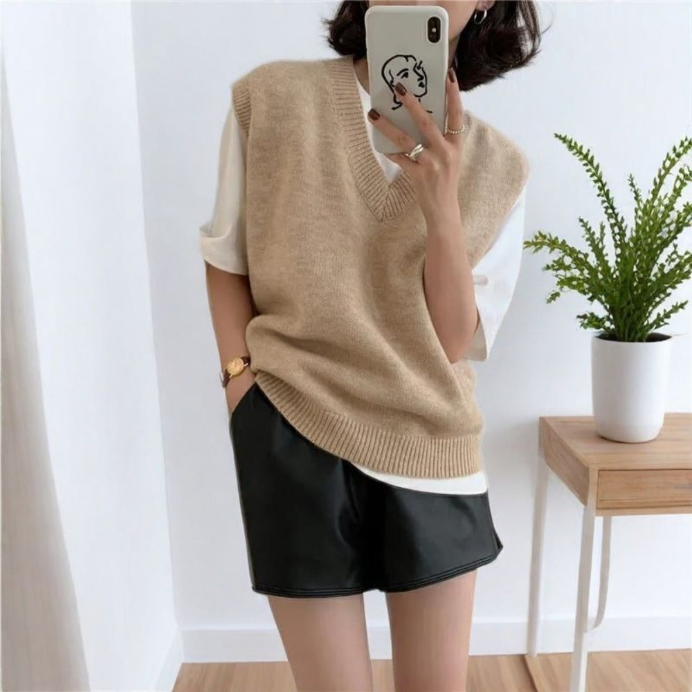 Knit V-Neck Sweater Vest for Women - Rachele