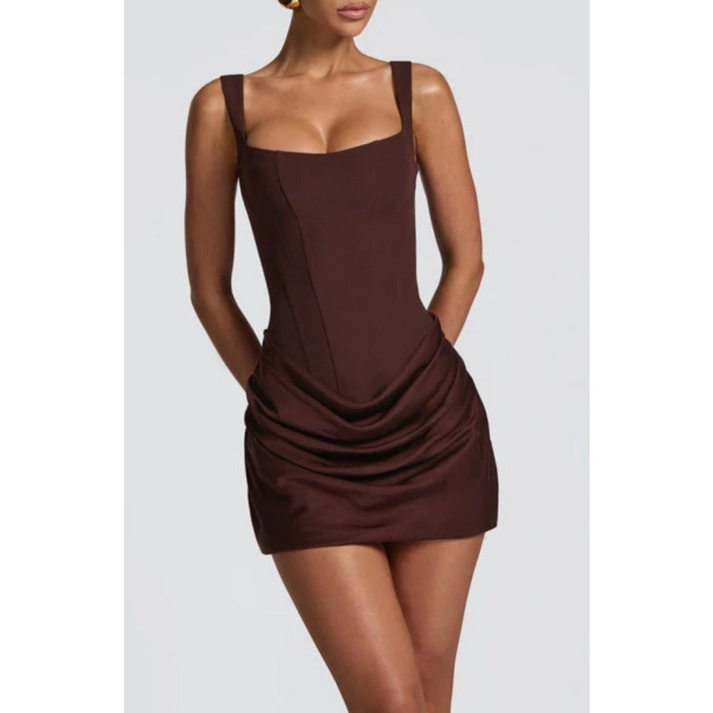 Sleeveless Mini Dress with Square Neck for Women - Francesca
