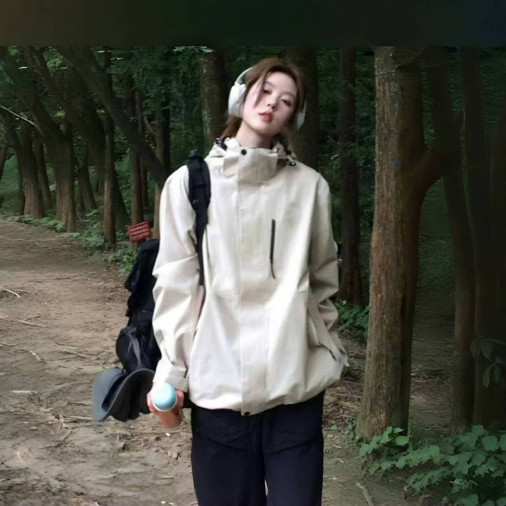 High Neck Zipper Jacket with Pockets for Women - Federica