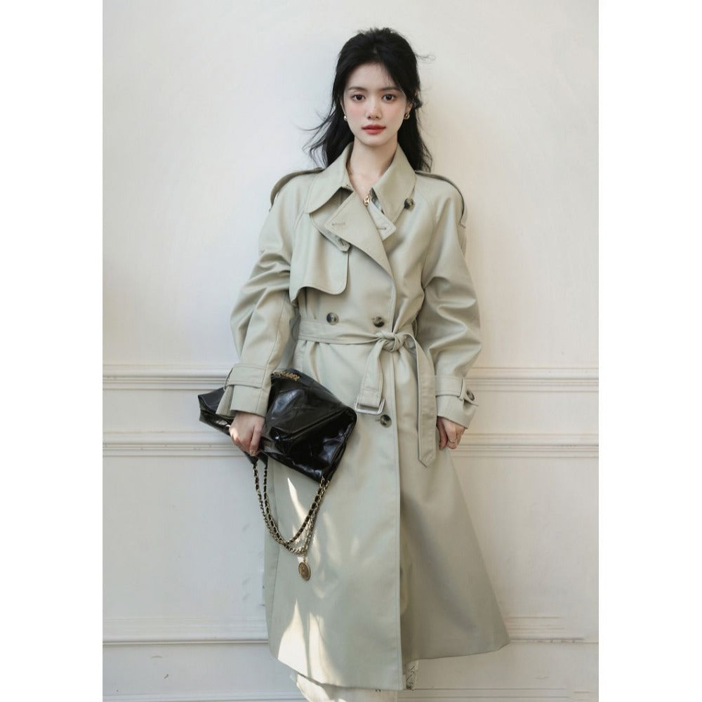 Double Breasted Trench Coat with Belt for Women - Mirella
