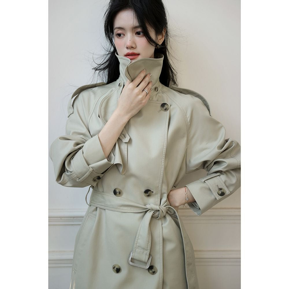 Double Breasted Trench Coat with Belt for Women - Mirella