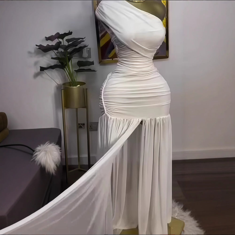 One Shoulder Maxi Dress with Side Slit for Women - Letizia