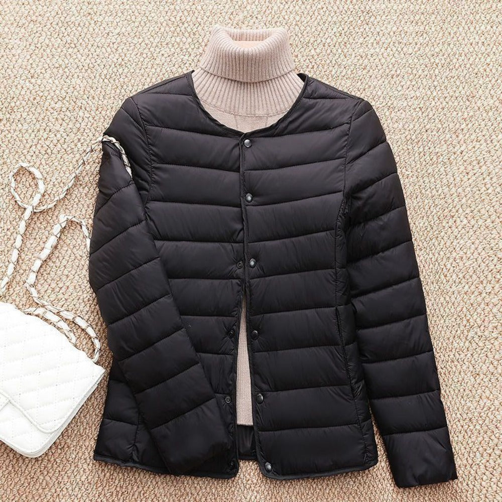 Lightweight Down Jacket with Snap Buttons for Women - Sebastiana
