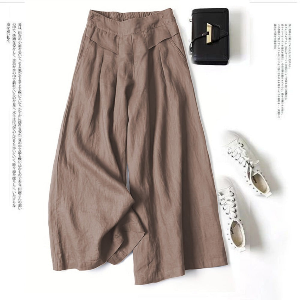 Wide-Leg High-Waisted Pants with Pleats for Women - Sonia