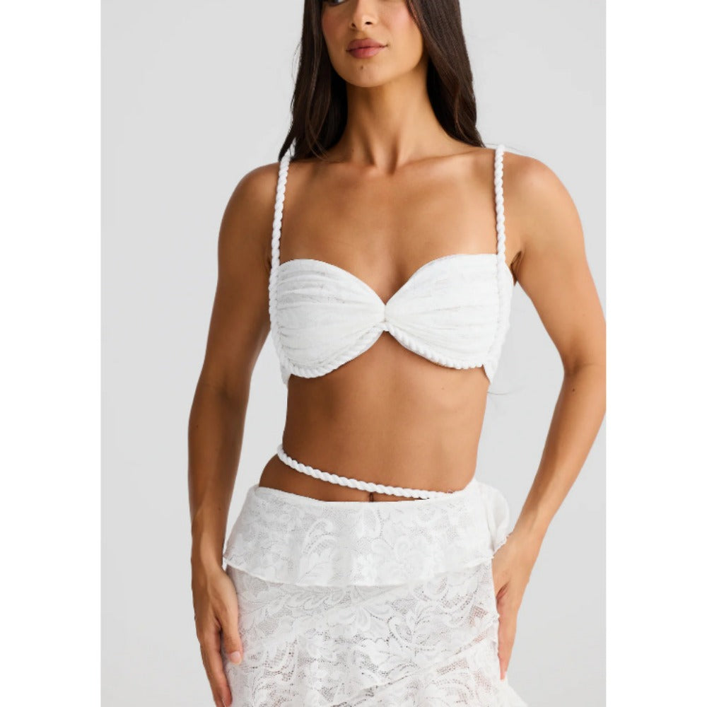 Lace Crop Top and Ruffled Skirt Set for Women - Licia