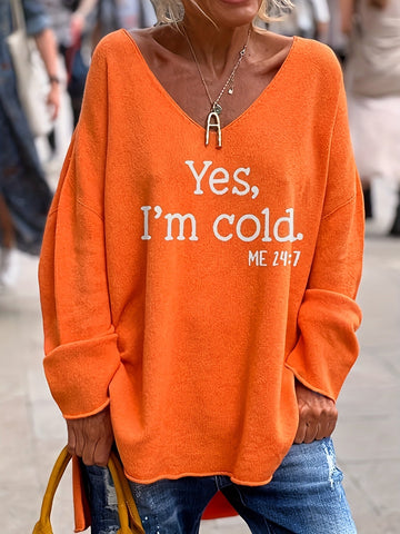 Casual Plus Size V-Neck Sweater for Women