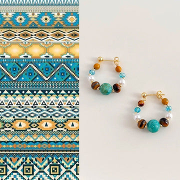 Turquoise Multicolor Natural Stone Hoop Earrings for Women - Annamaria