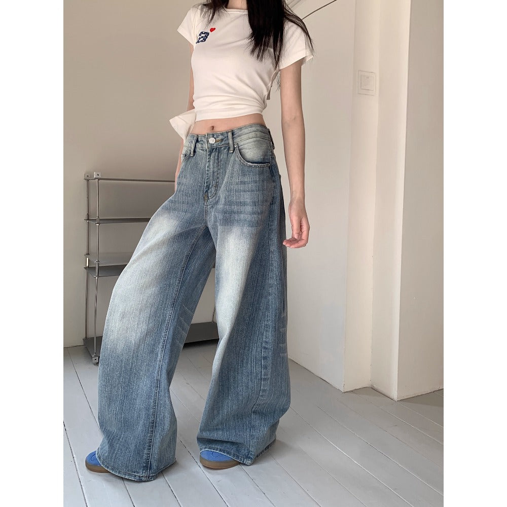 Light Blue Wide Leg High Waist Jeans for Women - Michela