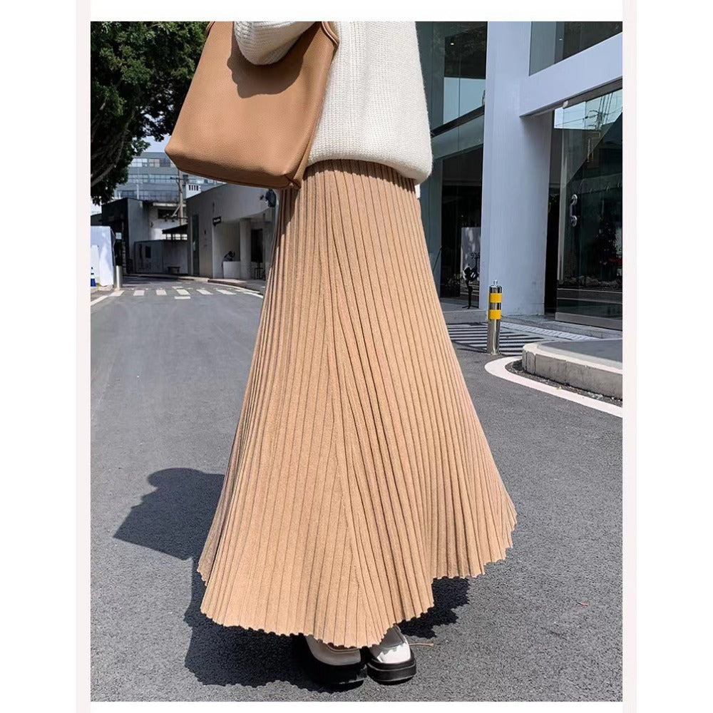 Pleated Maxi Skirt with High Waist for Women - Michela