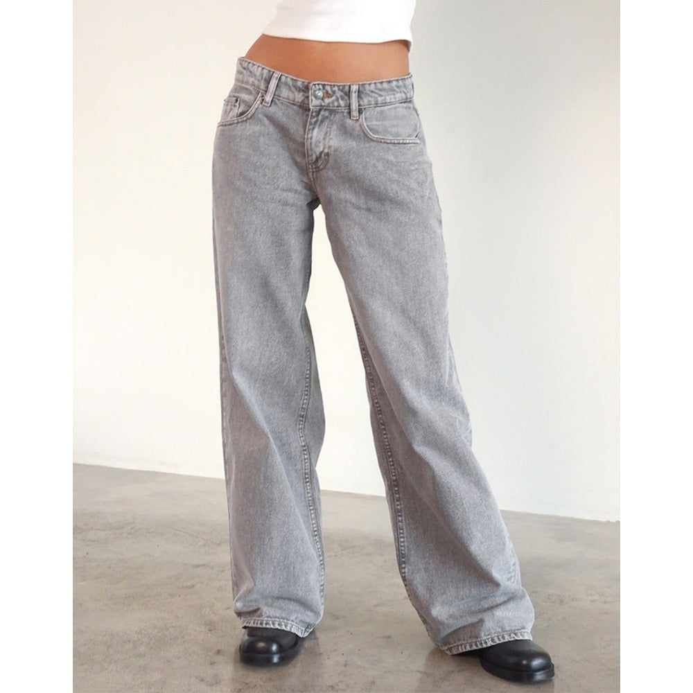 Wide-Leg Denim Jeans with Elastic Waist for Women - Fiammetta