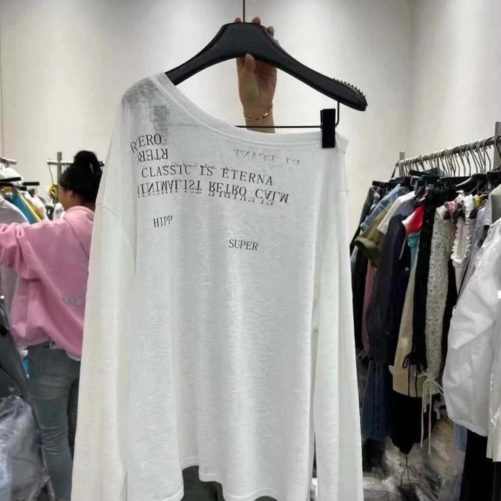 Graphic Print Long Sleeve T Shirt for Women - Nella