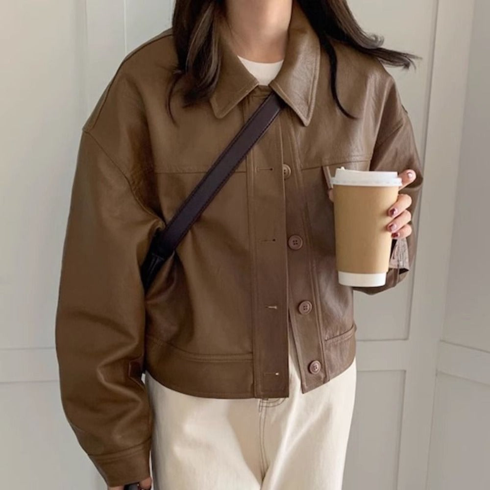 Oversized Faux Leather Jacket for Women - Selvaggia