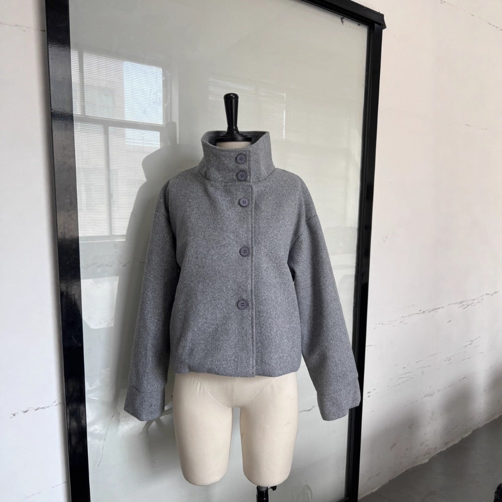 High Neck Button Up Jacket for Women - Giacinta