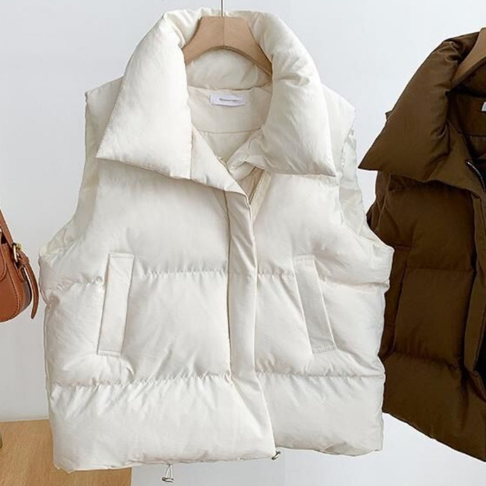 Puffer Vest with High Collar for Women - Mary