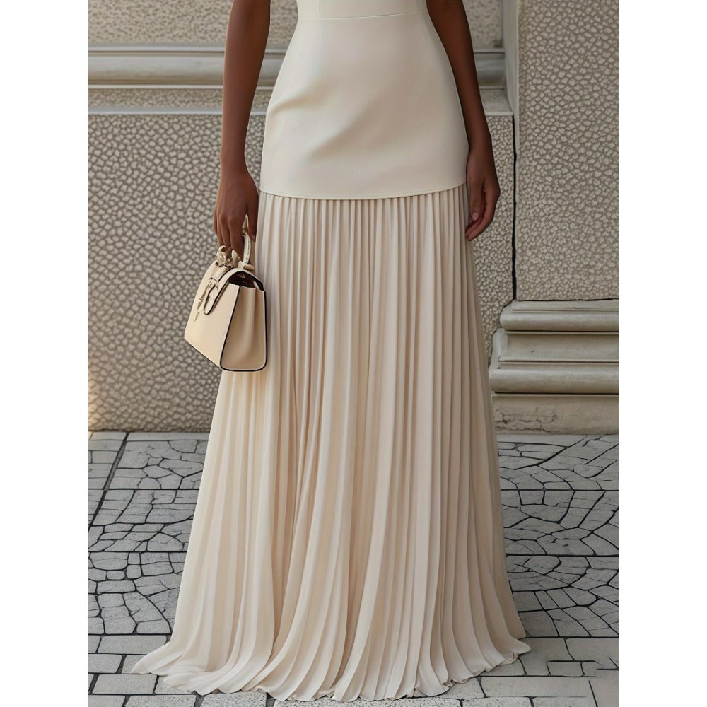 Sleeveless Maxi Dress with Pleated Skirt for Women - Giusy