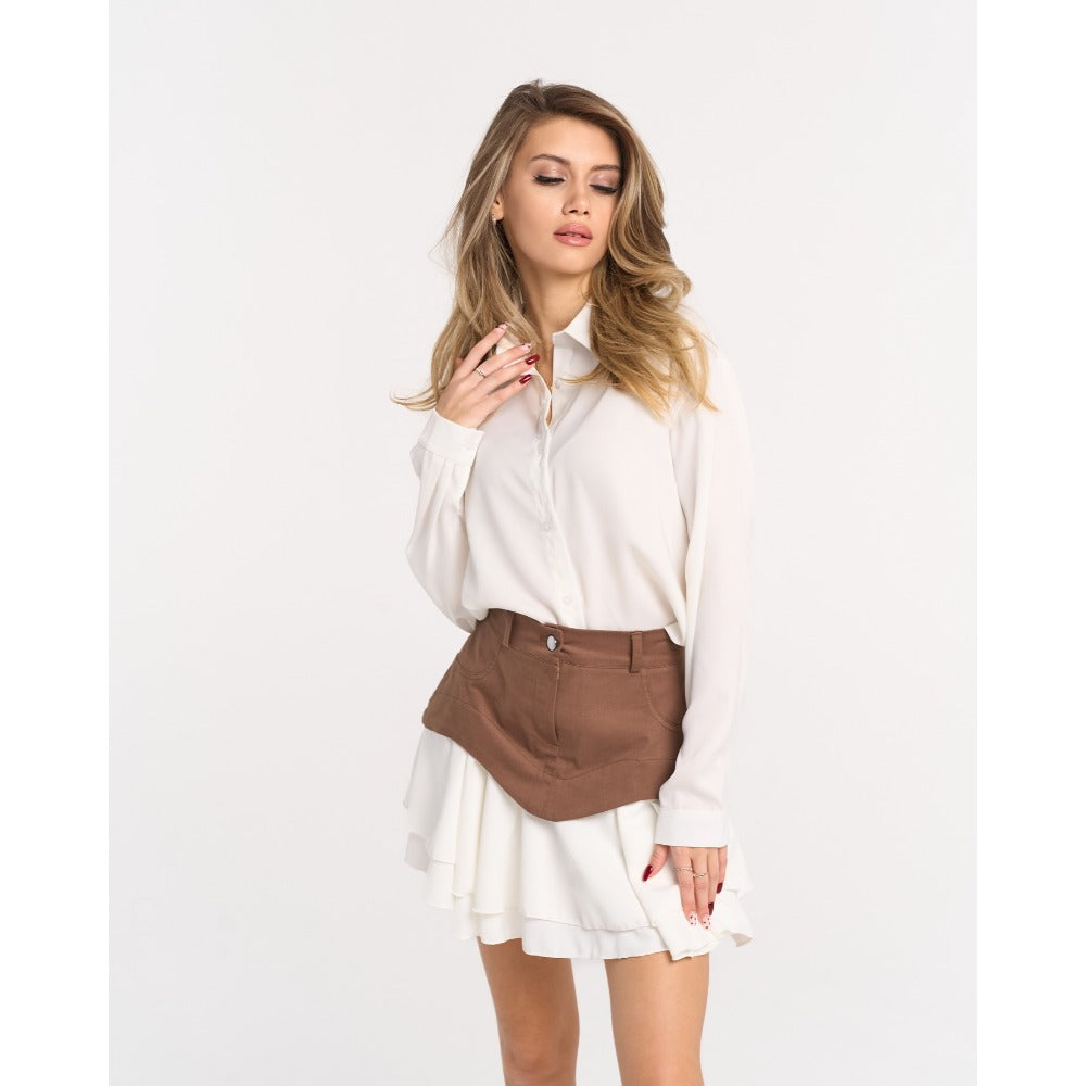 High-Waisted Mini Skirt with Button Detail for Women - Clotilde