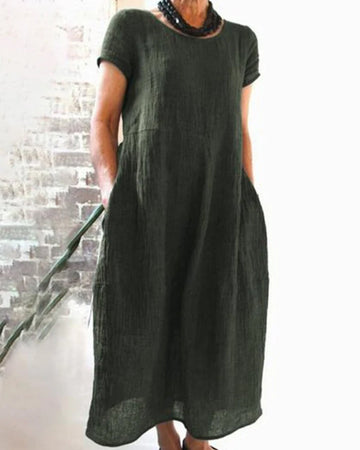 Comfortable Midi Dress with Short Sleeves for Women | Casual Everyday Style