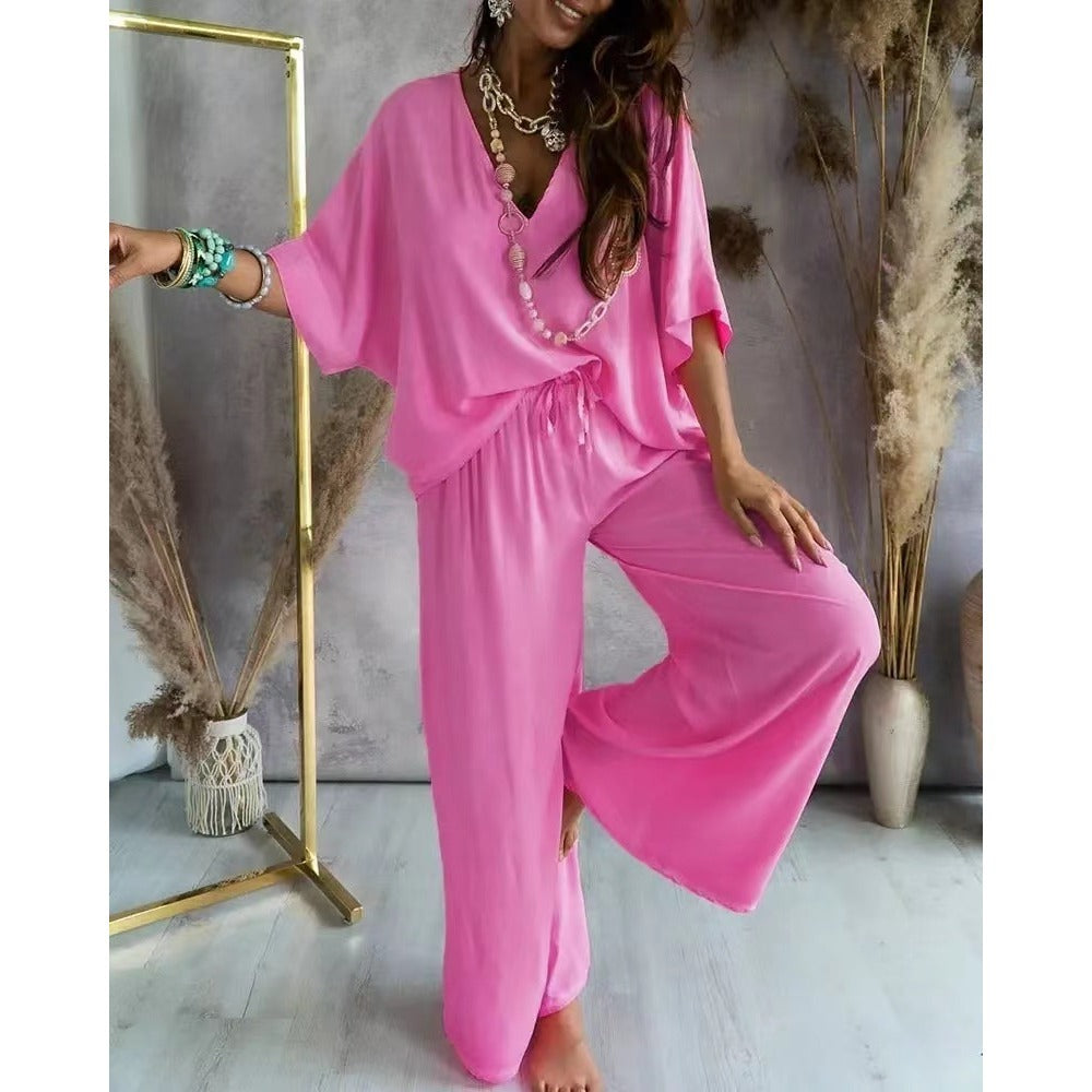 Two-Piece Set with Wide Leg Pants for Women - Matilde