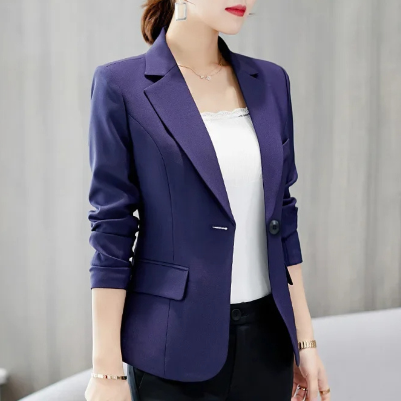 Women’s Blazer with One Button Closure and Notch Lapel
