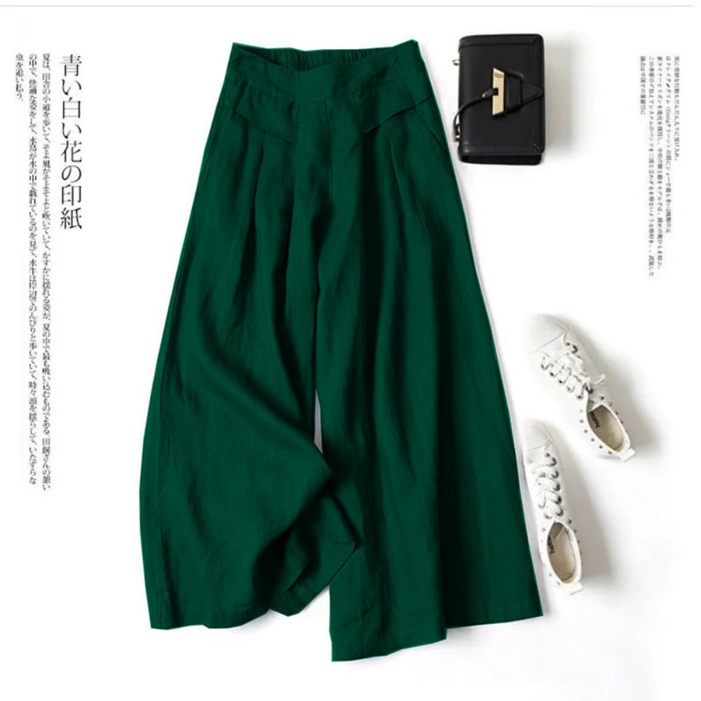 Wide-Leg High-Waisted Pants with Pleats for Women - Sonia