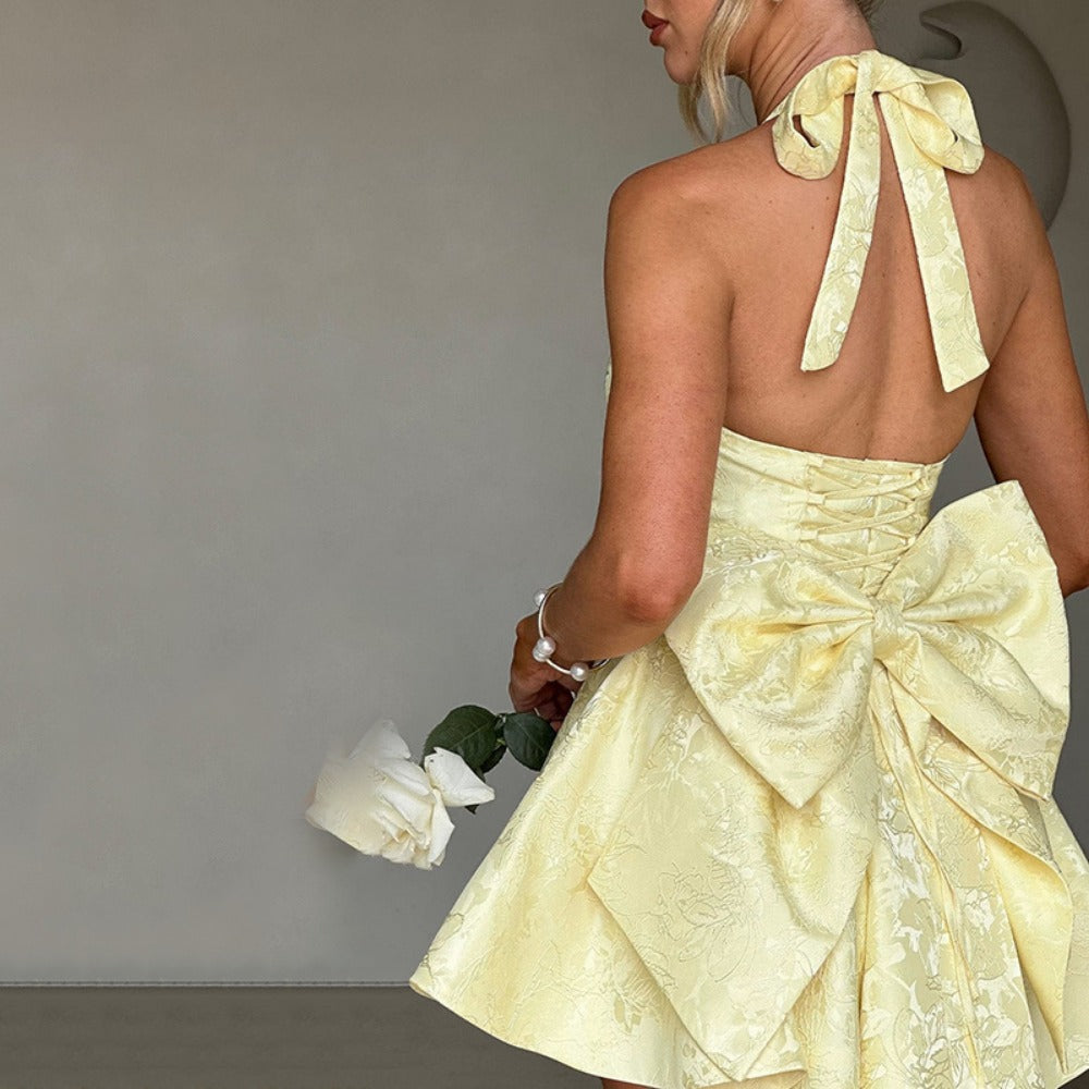 Halter Mini Dress with Flared Skirt for Women - Nives