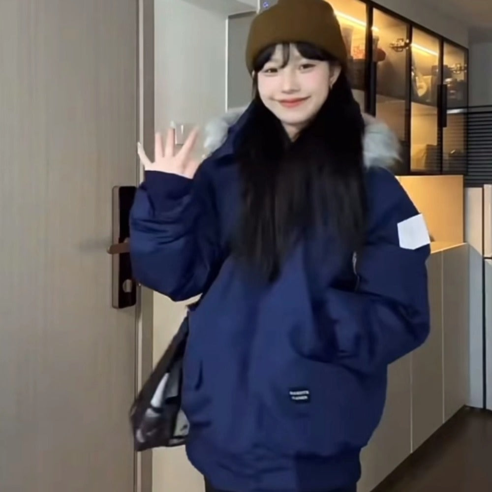 Puffer Jacket with Faux Fur Hood for Women - Elena